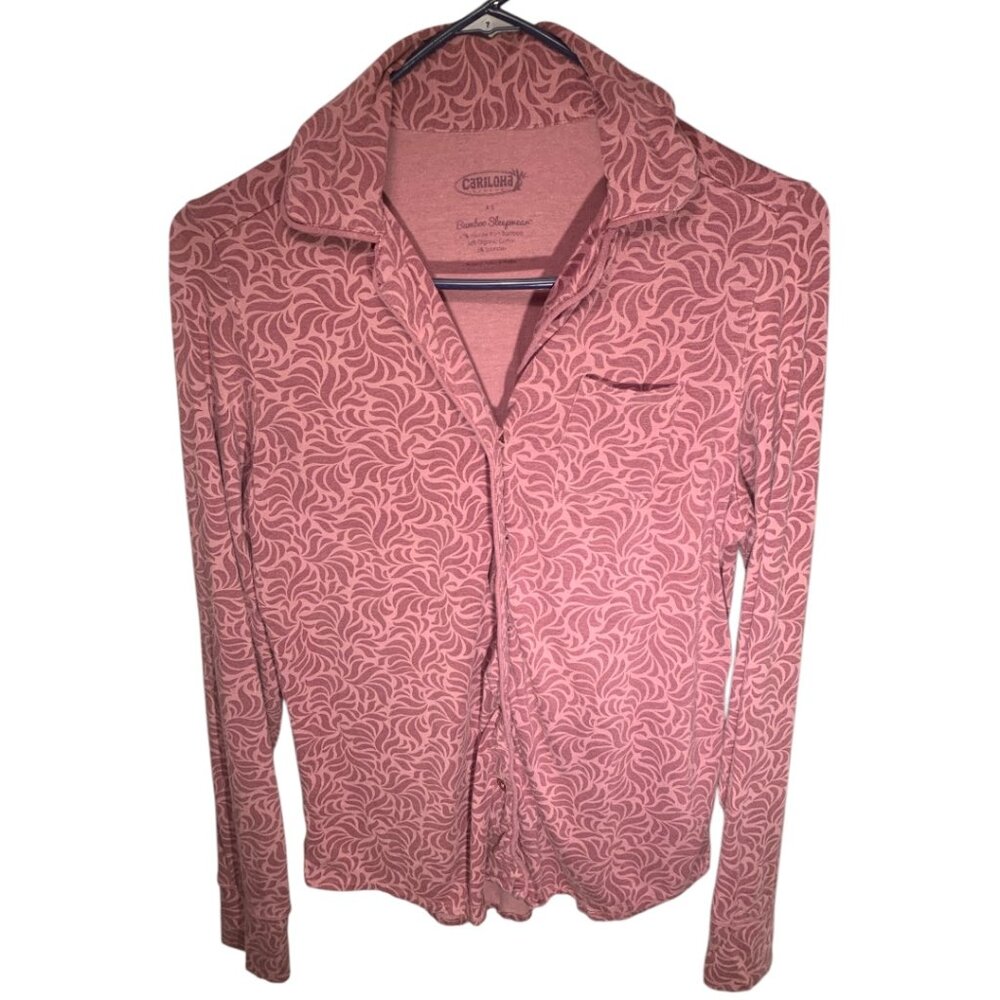 ❣️2/$36 Cariloha Bamboo Sleepwear Pajamas Collared Long Sleeve Shirt $39.50 XS